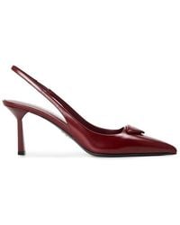 Prada - Triangle Logo Slingback Pumps 75Mm - Lyst