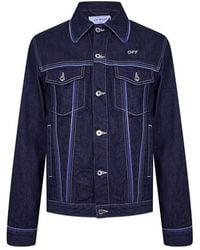 Off-White c/o Virgil Abloh - Zip Embellished Denim Jacket - Lyst