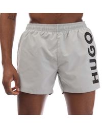 HUGO - Abas Logo Print Swim Shorts - Lyst