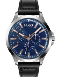 HUGO - Gents Leap Stainless Steel Leather Watch - Lyst