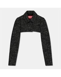 DIESEL - G-Anne Bouclv Tweed Long Sleeve Ultra-Cropped Blazer - Lyst