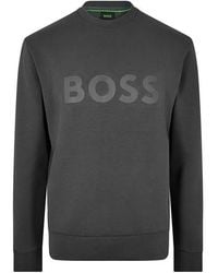 BOSS - Salbo Stretch Cotton Logo Sweatshirt, Signature Branding - Lyst