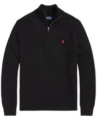 Polo Ralph Lauren - Mesh-Knit Cotton Quarter-Zip Jumper - Lyst