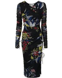 Diane von Furstenberg Ruched Long Sleeved Dress - Black