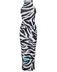 Off-White c/o Virgil Abloh - Zebra Print Long Sleeve Maxi Dress Shirt - Lyst