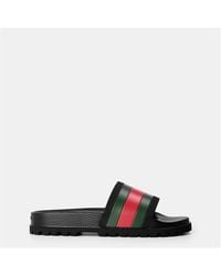 Gucci - Web Rubber Slide Sandals - Lyst