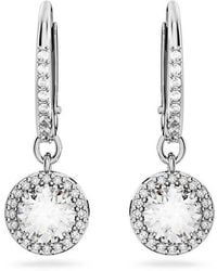 Swarovski - Una Angelic Drop Earrings Round Cut Rhodium Plated - Lyst