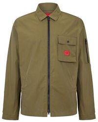 HUGO - Emmond Cotton Long Sleeve Zip Overshirt - Lyst