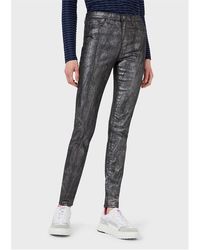 Emporio Armani - Coated Denim Skinny Jeans - Lyst