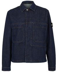 Stone Island Denim Research Ultra Bleached Denim Jacket in Blue