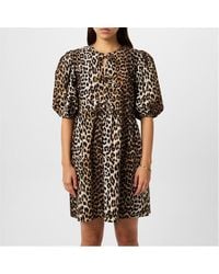 Ganni - Bow Tie Mini Dress - Lyst