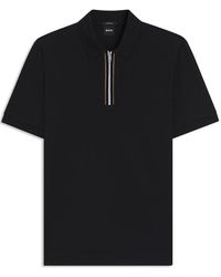 BOSS - Hbb Paras Quarter Zip Cotton Short Sleeve Polo Shirt - Lyst