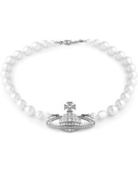 Vivienne Westwood - One Row Pearl Bas Relief Choker Necklace - Lyst