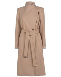 Ted Baker - Rose Belted Midi Wool Long Sleeve Coat - Lyst
