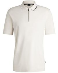 BOSS - Paras Quarter Zip Cotton Short Sleeve Polo Shirt - Lyst