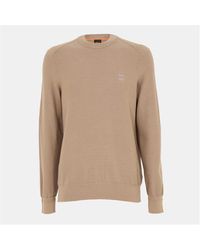 BOSS - Cotton-Cashmere Long Sleeve Crew Neck Jumper (Anion) - Lyst