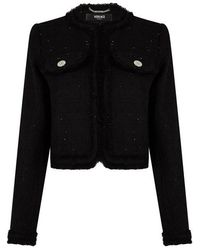 Versace - Tweed Cardigan Jacket - Lyst