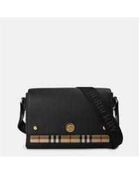 Burberry - Check Cotton Top Handle Note Bag - Lyst