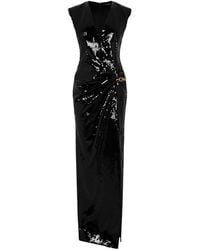 Balmain - Long Draped Sequin Dress - Lyst