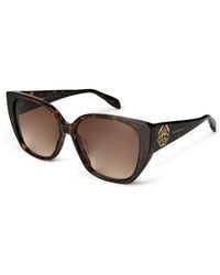 McQueen - Signature Orchid Motif Oversized Cat-Eye Sunglasses - Lyst