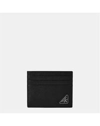 Prada - Triangle-Plaque Leather Card Holder - Lyst