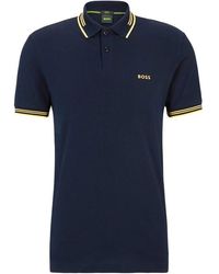 BOSS - Paul Contrast Striped Trim Short Sleeve Polo Shirt - Lyst
