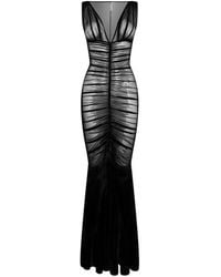 Norma Kamali - Tara Ruched Mesh Maxi Dress - Lyst