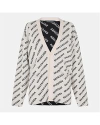 Balenciaga - Logo Jacquard Print Cardigan - Lyst