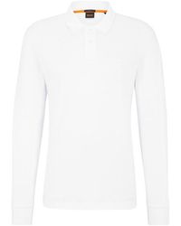 BOSS - Passerby Premium Cotton Long Sleeve Polo Shirt With Logo Detail - Lyst