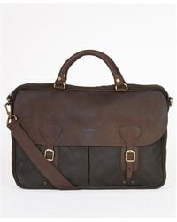 Barbour - Waxed Cotton And Leather Briefcase - Lyst