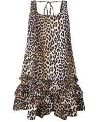 Ganni - Poplin U-Neck Mini Dress - Lyst