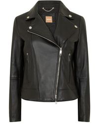 BOSS - Sajin Leather Jacket - Lyst