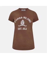 Prada - Printed Jersey Logo T-Shirt - Lyst