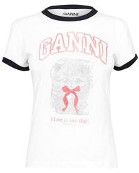 Ganni - Kitty Print Baby Tee - Lyst