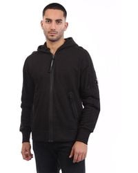 C.P. Company - Diagonal Raised Fleece Lens Zip Hoodie - Lyst