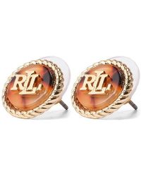Ralph Lauren - Lauren Ralph Lauren Tortoise & Logo Stud Earrings - Lyst