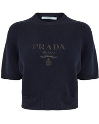 Prada - Cashmere Short Sleeve Knitted Top - Lyst