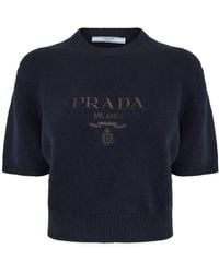 Prada - Cashmere Short Sleeve Knitted Top - Lyst