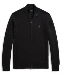Polo Ralph Lauren - Knitted Full Zip Crew Neck Jumper - Lyst