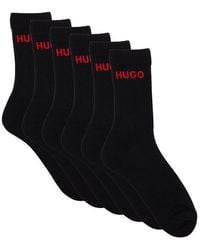 HUGO - 6-pack Ribbed Logo Crew Socks - Lyst