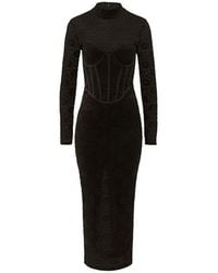 Bardot - Carmen Lace Corset Midi Long Sleeve Bodycon Dress - Lyst