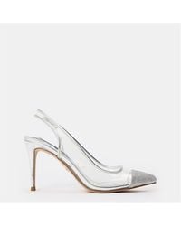 Steve Madden - Leena Metallic Textured Toe Slingback Pumps - Lyst