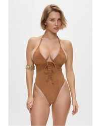 Frankie's Bikinis - X Bella Hadid Barrel Suede One Piece Swimsuit - Lyst