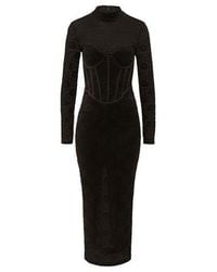 Bardot - Carmen Lace Corset Midi Long Sleeve Bodycon Dress - Lyst