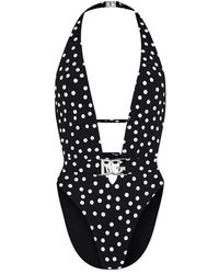 Dolce & Gabbana - One-piece Swimsuit With A Plunging Neck And Belt. - Lyst
