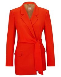 BOSS - Jawana Tailored Wrap Viscose Long Sleeve Blazer - Lyst