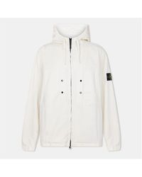 Stone Island - Supima Cotton Twill Hooded Long Sleeve Overshirt - Lyst
