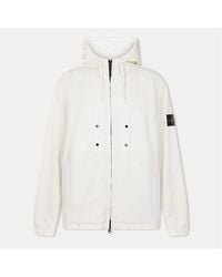 Stone Island - Supima Cotton Twill Hooded Long Sleeve Overshirt - Lyst
