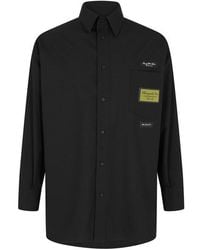 MM6 by Maison Margiela - Label Wool Long Sleeve Plain Shirt - Lyst