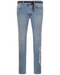 Off-White c/o Virgil Abloh Slim Skinny Embroidered Jeans - Blue